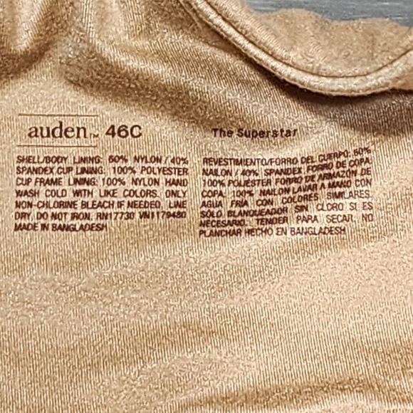 Auden Lightly Lined Full Coverage T-Shirt Bra 46C‎ Underwire Beige The Superstar - Picture 5 of 13